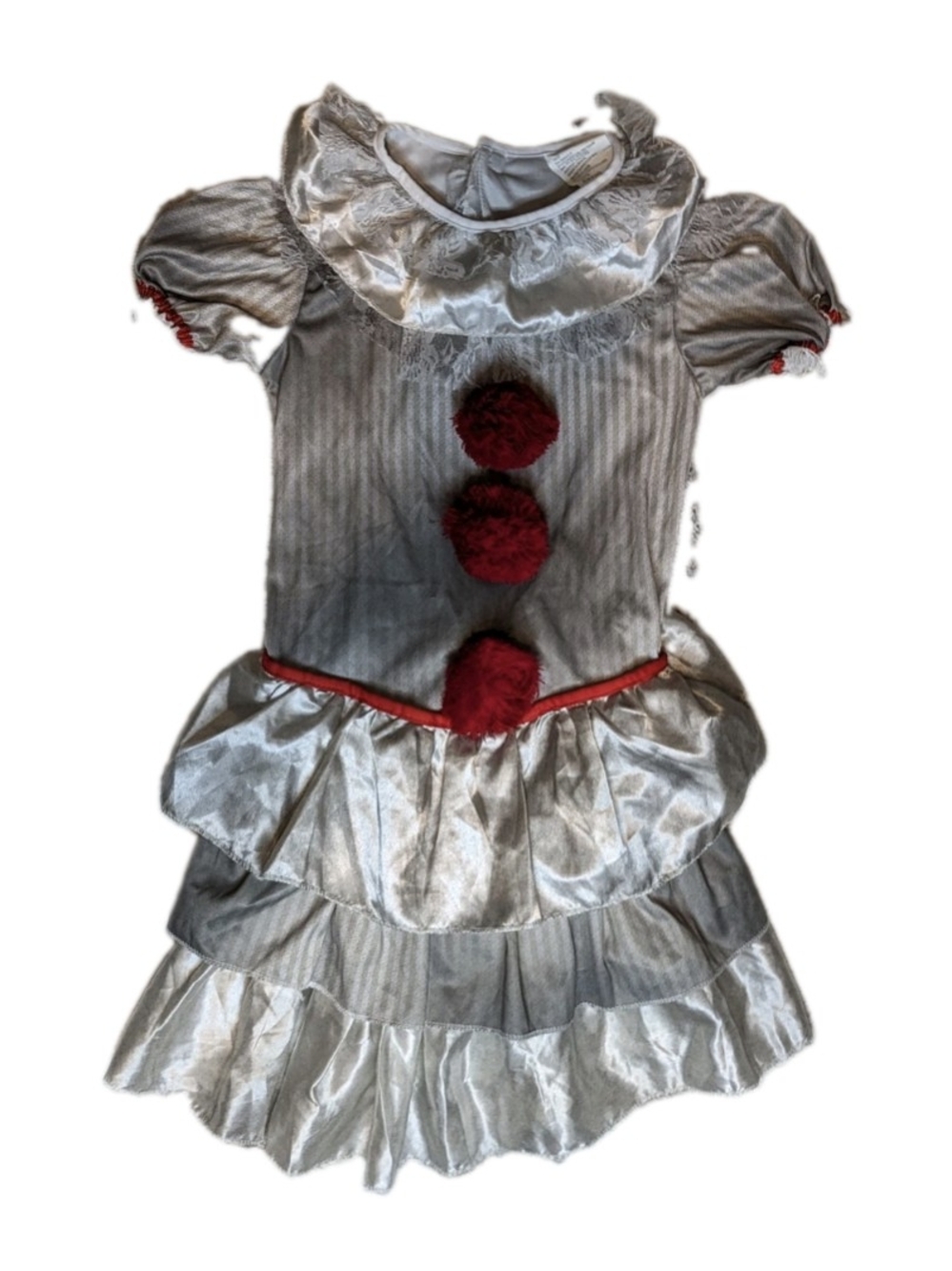 Fun World Creepy Clown Halloween Costume Dress Pennywise Girls Medium 8-10